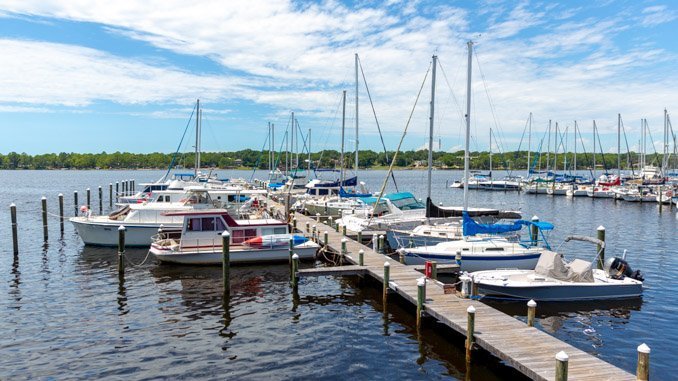 View of The Wharf 850 Marina in Niceville Florida.